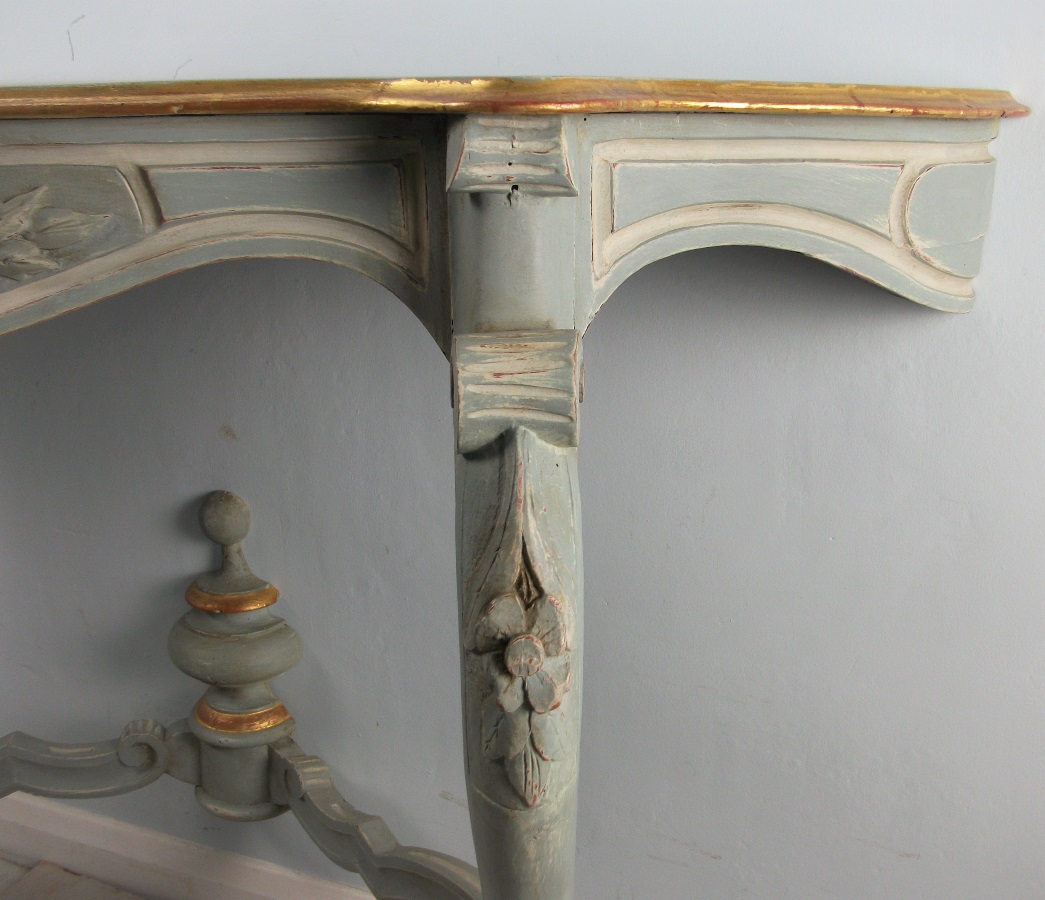 Pair of Painted and Gilded Italian Console Tables